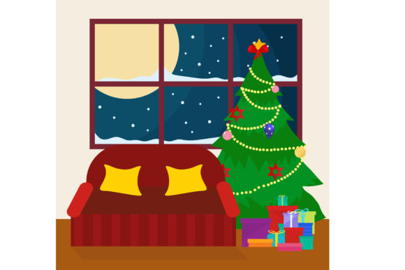 Download Living Room with Christmas Tree - Tree Collection