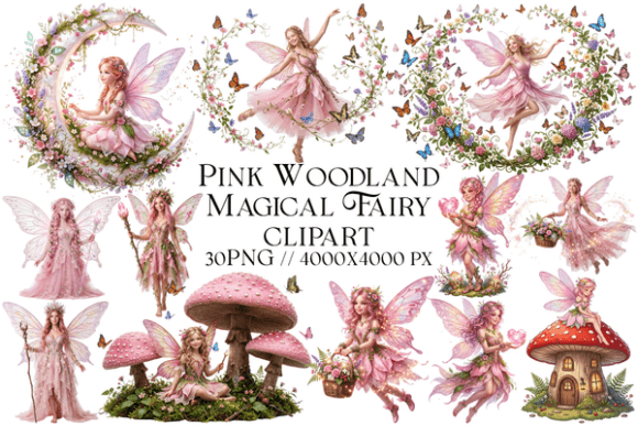 Download Pink Woodland Magical Fairy Clipart - Magic Collection