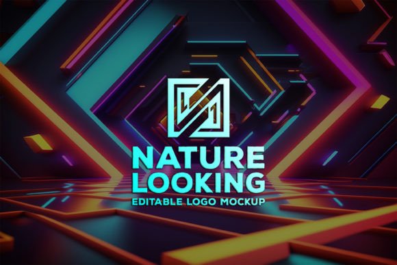 Download Logo Mockup on the Neon Background - Logo mock Collection